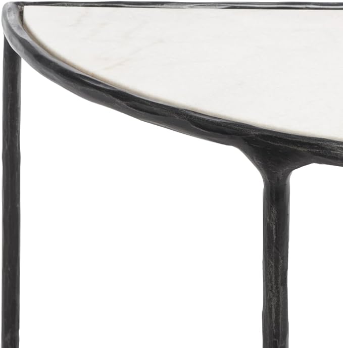 SAFAVIEH Couture Collection Jessa Black/White Forged Metal Half Moon Semi Circle Console Table (Fully Assembled)