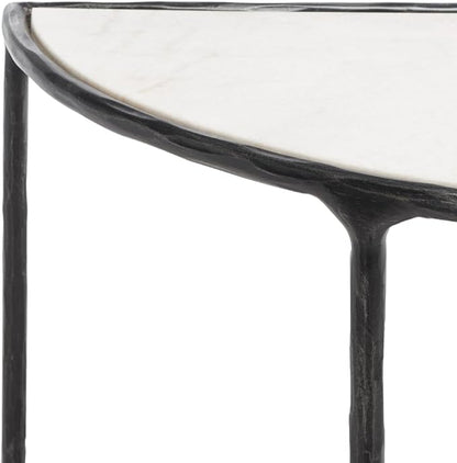 SAFAVIEH Couture Collection Jessa Black/White Forged Metal Half Moon Semi Circle Console Table (Fully Assembled)