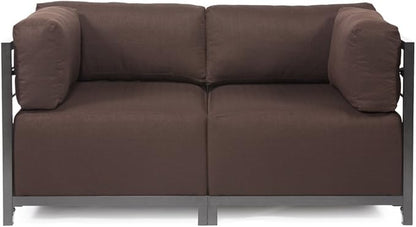 Howard Elliott Axis Chair with Cover for Both Indoor & Outdoor Seating, Cushioned Chair & Seating Titanium Frame Chair for Living Room, Office and Bedroom, 30.5 x 32.5 x 30 Inches, Sterling Chocolate