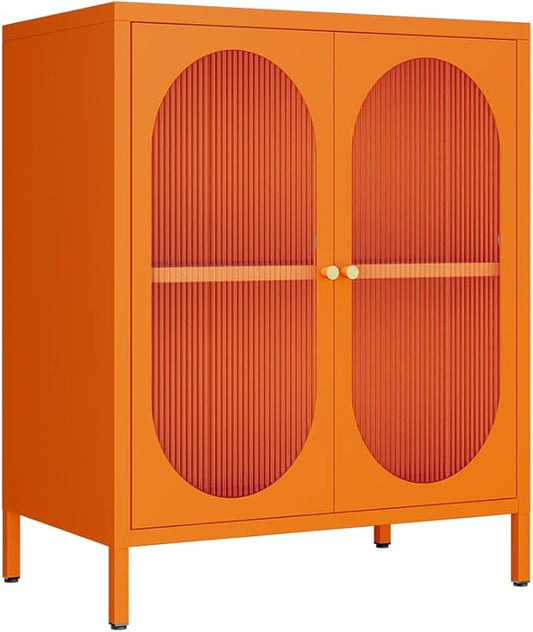 Metal Storage Cabinets, Modern Accent Cabinet with 2 Acrylic Doors, Sideboards with Adjustable Shelf and high feet, Entryway Storage Cabinet for Home, Office, Living Room,Sideboard, Hallway