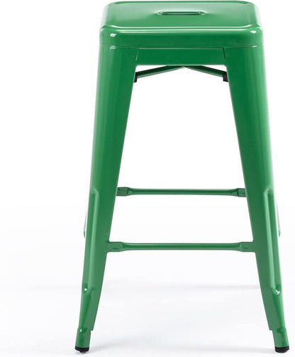 Vogue Furniture Direct 24" High Bar Stools Backless Green Metal Barstools Indoor-Outdoor Counter Height Stools with Square Seat, Set of 2 - VF1571020
