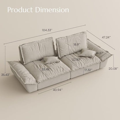 POVISON Oversized Modular Sectional Sailboat Sofa for Living Room with Adjustable Backrest Modern Sectional Couches Loveseat Large Deep Sofa Set 2 Seats Big Comfy Cloud Couch for House Office