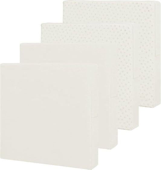 Easy-Going Waterproof Patio Cushion Covers 22x22x4 inch 4 Pack Replacement Non-Slip Outdoor Seat Cushion Slipcover with Zipper. Cream