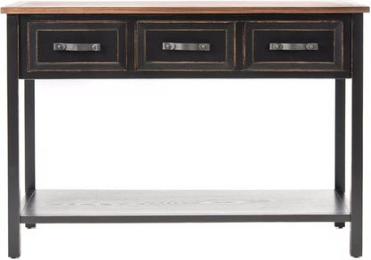 Safavieh Home Collection Aiden Black/Oak 3-Drawer Bottom Shelf Console Table