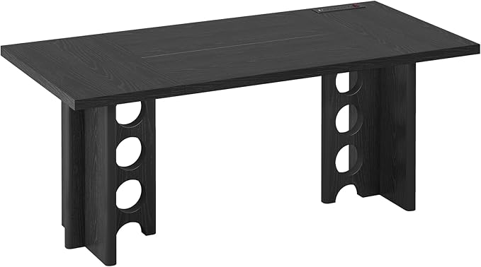 63 Inch Executive Desk, Large Computer Office Desks with Power Outlet, Modern Laptop Desk Writing Table Workstation Business Furniture (Black)