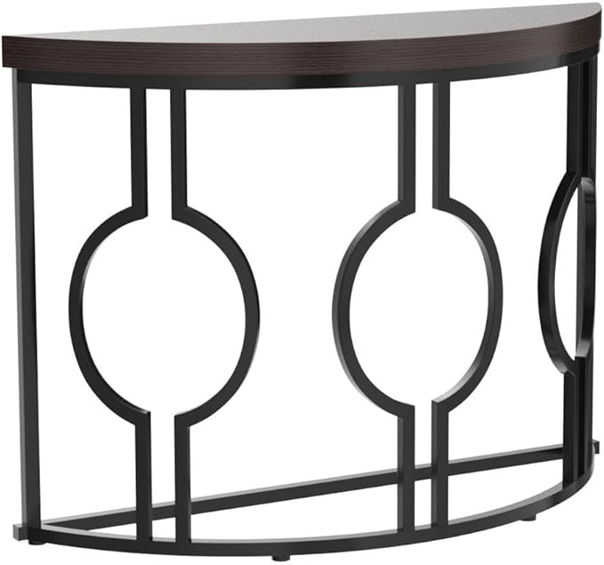 Tribesigns Half Moon Console Table for Entryway, 43 Inch Industrial Semi Circle Sofa Table with Geometric Base, Wood Accent Table for Living Room, Hallway, Foyer, Entrance, Rustic Brown