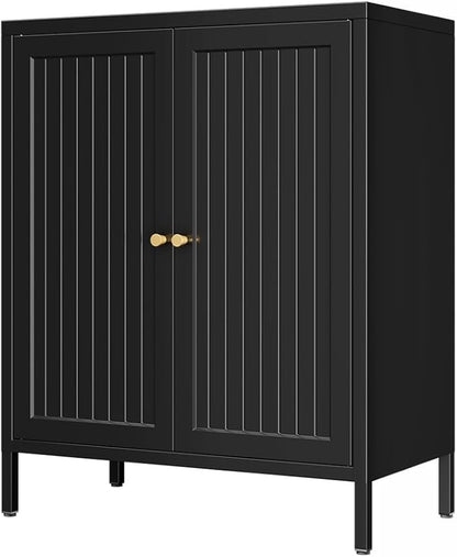 Small Storage Cabinet, Metal Cabinets with Doors and Shelves, Modern Accent Cabinets with high feet and Locker, Coffee Bar with Storage for Home,Office,Kitchen,Bathroom,Dining Room
