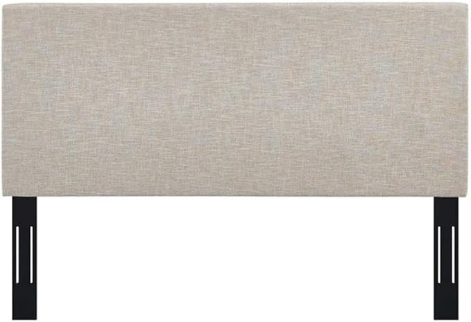 Pemberly Row Full/Queen Upholstered Linen Fabric Headboard in Beige