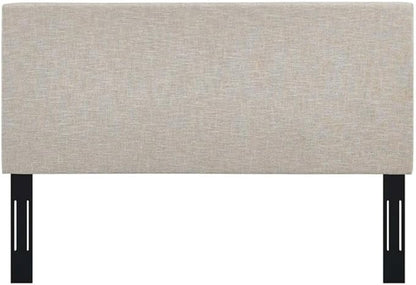 Pemberly Row Full/Queen Upholstered Linen Fabric Headboard in Beige