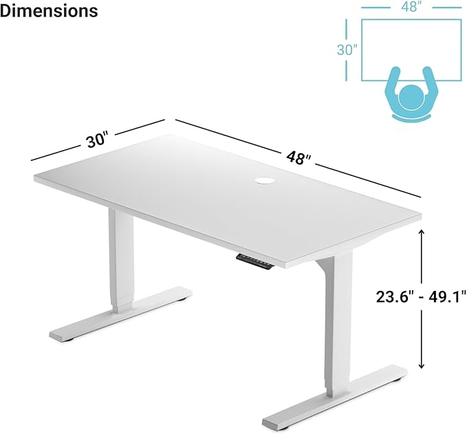 Progressive Desk Stand Up Height Adjustable Electric Standing Desk - 48" x 30" with Dual Motor, 3 Stages Sit Stand Table - Gray Oak, White Frame