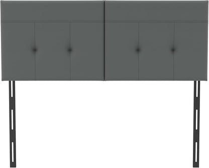 Queen Headboard Only with Adjustable Metal Legs, Faux Leather Upholstered Headboard Queen Size, Modern Stylish Headboard with Sunken Dot Design, Sturdy Bed Headboard for Bedroom, Gray