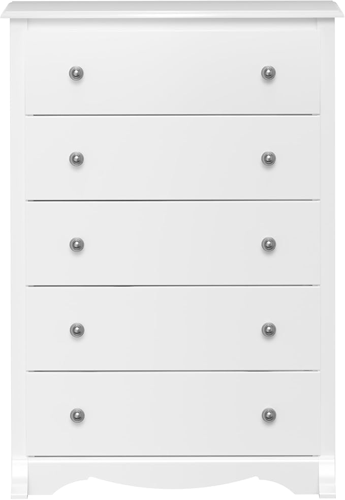 Prepac Sonoma Superior 5-Drawer Dresser for Bedroom - Spacious and Stylish Chest of Drawers, Measuring 17.75"D x 31.5"W x 44.75"H, In White Finish