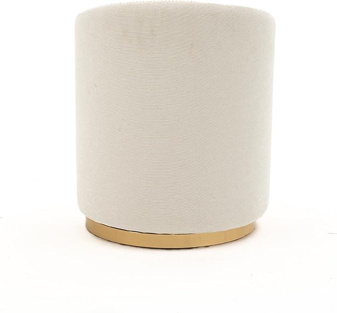 Swivel Vanity Stool with Gold Base Comfy Vanity Chair Modern Round Stool for Makeup Vanity Ottoman Foot Rest for Bedroom livingroom (Beige)