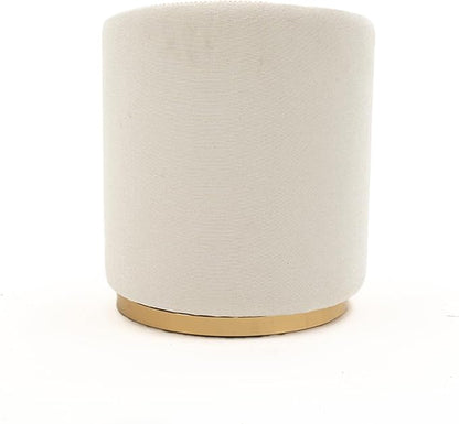 Swivel Vanity Stool with Gold Base Comfy Vanity Chair Modern Round Stool for Makeup Vanity Ottoman Foot Rest for Bedroom livingroom (Beige)