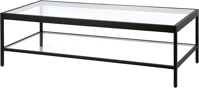 Henn&Hart 54" Wide Rectangular Rectangular Coffee Table in Blackened Bronze, Modern Rectangular Coffee Tables for living room, studio apartment essentials