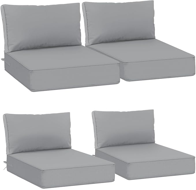AAAAAcessories Outdoor Deep Seat Cushions, Waterproof, Fade-Resistant Patio Furniture Replacement Cushions, 24" x 24" x 5" + 24" x 13.5", Set of 4, Gray