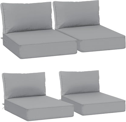 AAAAAcessories Outdoor Deep Seat Cushions, Waterproof, Fade-Resistant Patio Furniture Replacement Cushions, 24" x 24" x 5" + 24" x 13.5", Set of 4, Gray