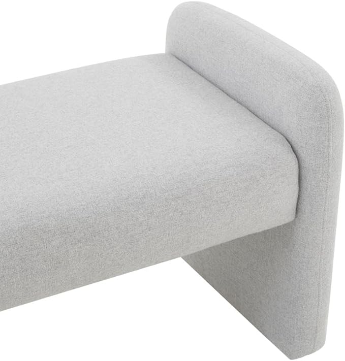 SAFAVIEH Couture Collection Patsy Upholstered Grey Felt Chiclet Rectangular Bench for Entryway, Living Room, Bedroom, Extra Seating