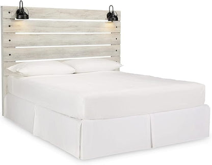 Signature Design by Ashley Cambeck Farmhouse Panel Headboard ONLY with USB Charging Stations, King, Whitewash