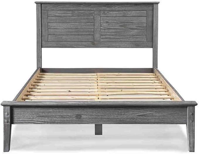 Grain Wood Furniture Greenport Solid Wood Platform Bed, Queen Size, Brushed White
