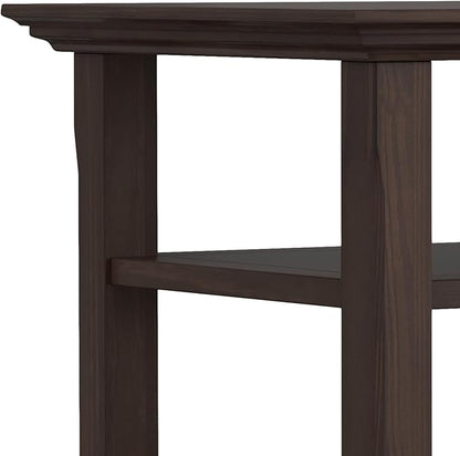 SIMPLIHOME Acadian SOLID WOOD 19 inch Wide Square Transitional End Table in Warm Walnut Brown for the Living Room and Bedroom