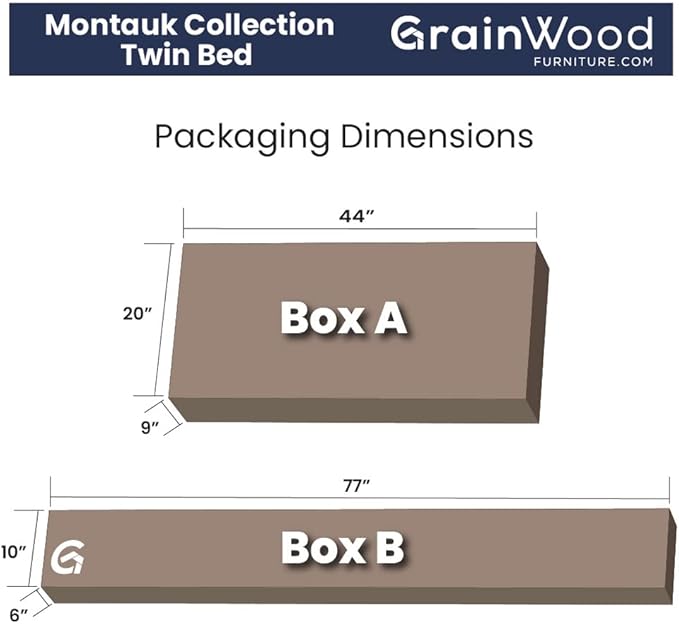 Grain Wood Furniture Montauk Solid Wood Bed, Twin Size, Farmhouse Black