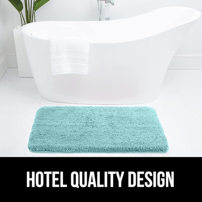 GORILLA GRIP Bathroom Rugs, Ultra Soft Absorbent Mat, Thick Plush Bath Rug, Machine Washable, Microfiber Quick Dry, Mats for Shower, Bathtub and Floor, Home Decor Accessories, 24x17, Spa Blue