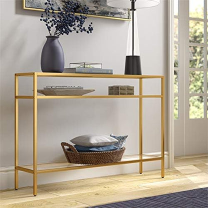 Siviline 42'' Wide Rectangular Console Table in Brass