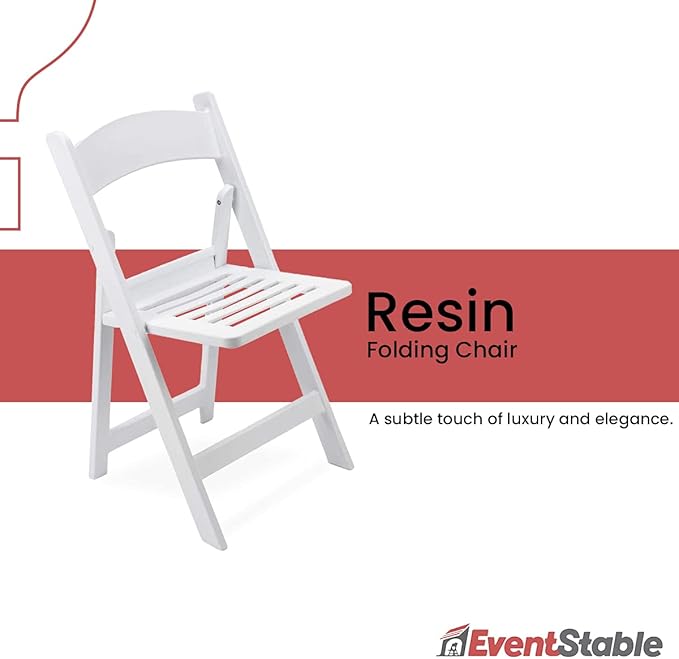 EventStable Titan PRO Resin Folding Chair - Slatted Seat Folding Chair for Weddings Parties Events - Indoor/Outdoor Lightweight Foldable Chair - 100 Pack