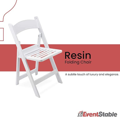 EventStable Titan PRO Resin Folding Chair - Indoor/Outdoor Lightweight Chair - Slatted Seat Folding Chair for Weddings Parties Events - 50 Pack