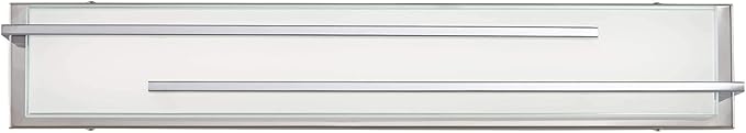 Possini Euro Design Jada Modern Wall Mount Light LED Chrome Silver Hardwired 26 1/4" Wide Light Bar Fixture Rectangular White Glass Shade for Bathroom Vanity Mirror House Home Room Decor