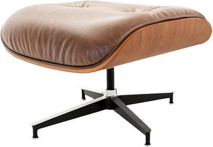 Top Grain Leather, Mid Century Chaise Lounge Chair and Ottoman, Reading Chair, Leather Accent Chair, Modern Chair, Classic Design, for Living Room Lounge Office,Retro Aged Leather, Walnut