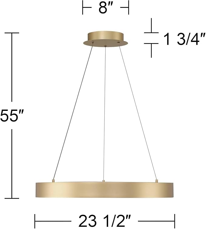 Possini Euro Design Cafferty Soft Sanded Gold Ring Pendant Lighting 23 1/2" Wide Modern Dimmable LED Fixture for Dining Room House Home Foyer Kitchen Island Entryway Bedroom Living High Ceilings