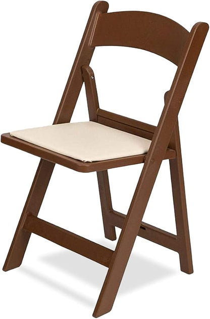 EventStable Titan PRO Resin Folding Chair - Brown with Ivory Indoor/Outdoor Lightweight Foldable Chair with Vinyl Padded for Weddings Parties Events - 50 Pack