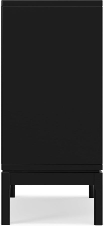 SIMPLIHOME Harper Storage Cabinet - 30 inch Wide Solid Hardwood 2-Shelf Low Console Cabinet in Black, Mid-Century Modern Cupboard for Living Room with Sliding Doors and Adjustable Shelves