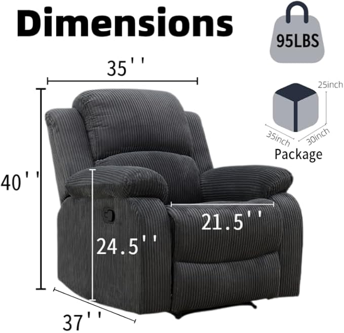 Electric Lift Recliner Sofa, Warm Plush Corduroy Fabric - Comfy Reading Chair for Living Room & Study, Ergonomic Electric Reclining Chair with Soft Upholstery