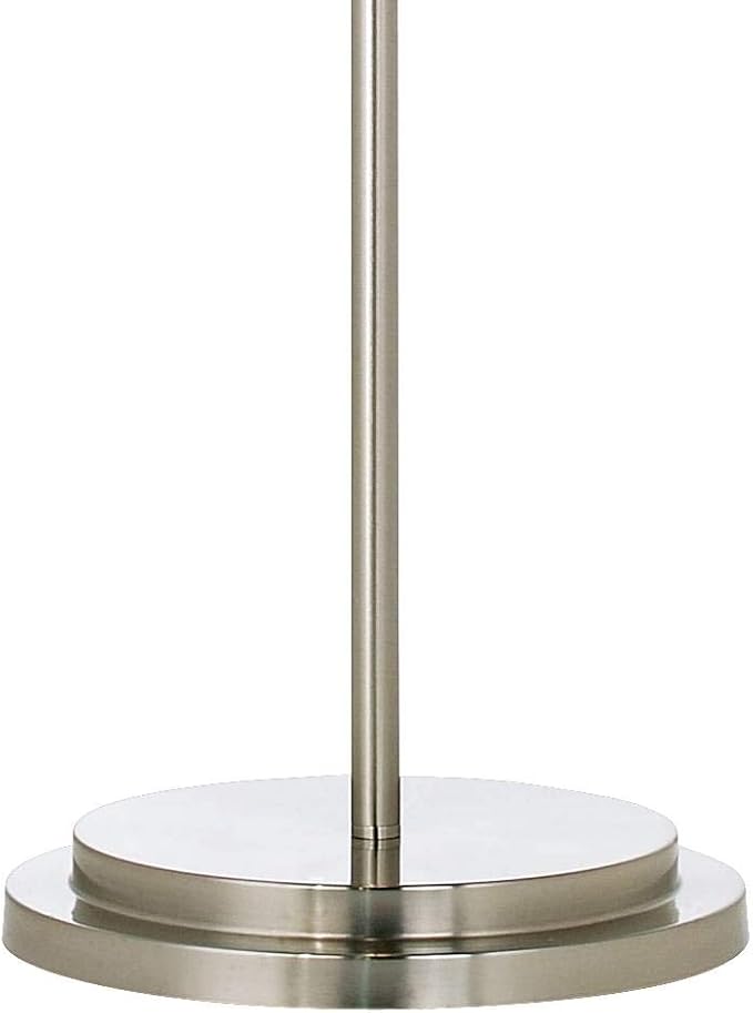 Possini Euro Design Simplicity Modern Minimalist Floor Standing Lamp 59" Tall Brushed Nickel Silver Metal Off White Tapered Drum Shade Decor for Living Room Reading House Bedroom Home
