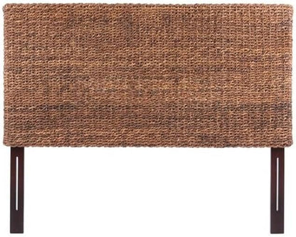 MAKLAINE 62.5" Banana Leaf Panel Headboard in Honey/Dark Brown