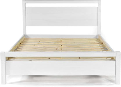 Grain Wood Furniture Loft Queen Size Solid Wood Bed, Brushed White