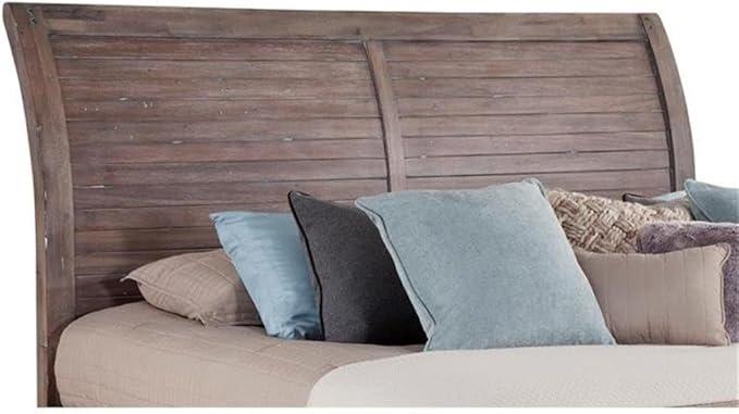 American Woodcrafters Aurora Weathered Gray Wood King Sleigh Headboard