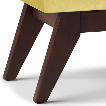 SIMPLIHOME Draper 40 inch Wide Mid Century Modern Rectangle Tufted Ottoman Bench in Dijon Yellow Velvet Fabric, Assembled for the Living Room and Bedroom