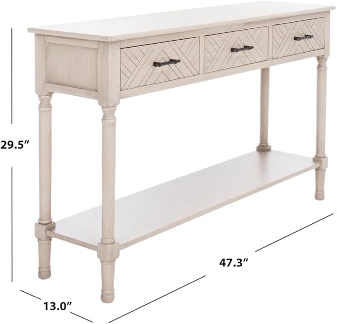 SAFAVIEH Home Collection Peyton Greige 3-Drawer Lower Shelf Console Table CNS5705D