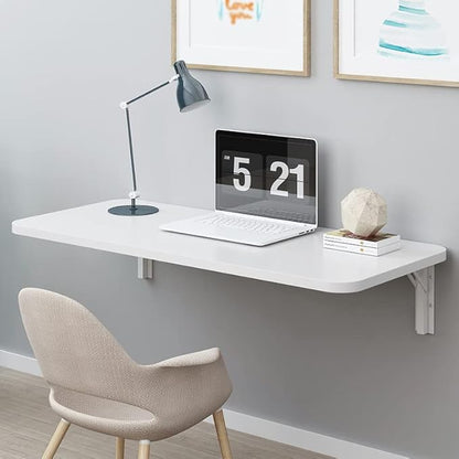 Wall Mounted Folding Table,White Floating Desk for Small Spaces,Stainless Steel Bracket Laundry Folding Table,Wall Folding Desk,Home Bars and Dining Establishments(100x50cm/39.4"×19.7")