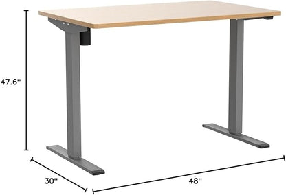 FLEXISPOT EN1 One-Piece Height Adjustable Desk 48 x 30 inch Electric Standing Desk for Home Office (Silver Frame + 48" Natural Top, 2 Packages)