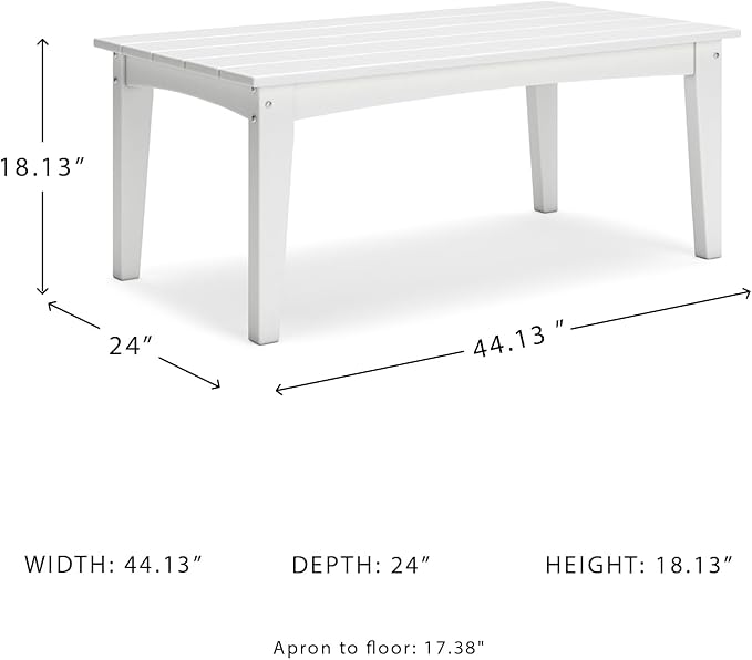 Signature Design by Ashley Hyland Wave Modern Weather Resistant HDPE Outdoor Coffee Table, White