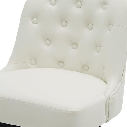 MINCETA Bar Stools Set of 4, PU Leather Barstools, 26 Inch Upholstered Counter Stools with Low Tufted Back and Footrest, Swivel Counter Height Barstools for Kitchen Island Home Bar White