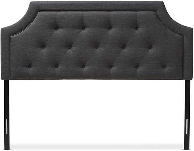 Maykoosh Adjustable Wood Post Headboard - Button Tufted Upholstered Bedroom Headboard King/Dark Gray