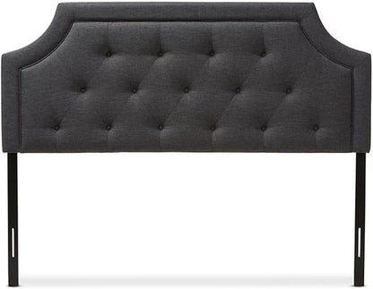Maykoosh Adjustable Wood Post Headboard - Button Tufted Upholstered Bedroom Headboard King/Dark Gray