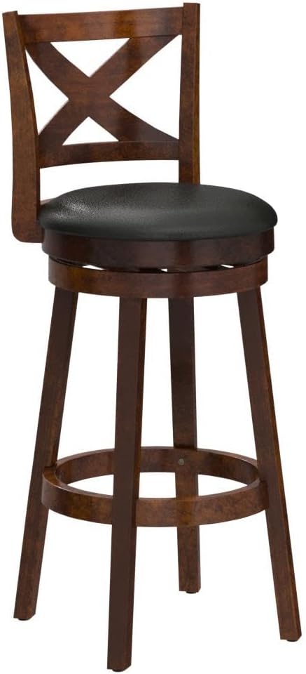 COSTWAY Bar Stools Set of 2, Counter Height Dining Chair, Fabric Upholstered 360 Degree Swivel, PVC Cushioned Seat, Perfect for Dining and Living Room