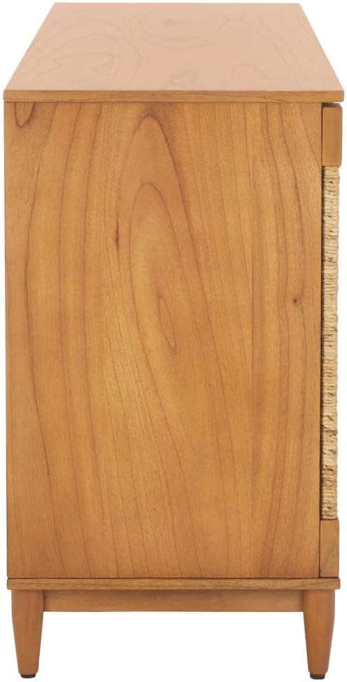 SAFAVIEH Couture Collection Roseanne Natural Banana Stem 4-Door Sideboard Buffet Storage Table, Ideal for Dining Room, Living Room, Entryway, Bedroom, Home Office